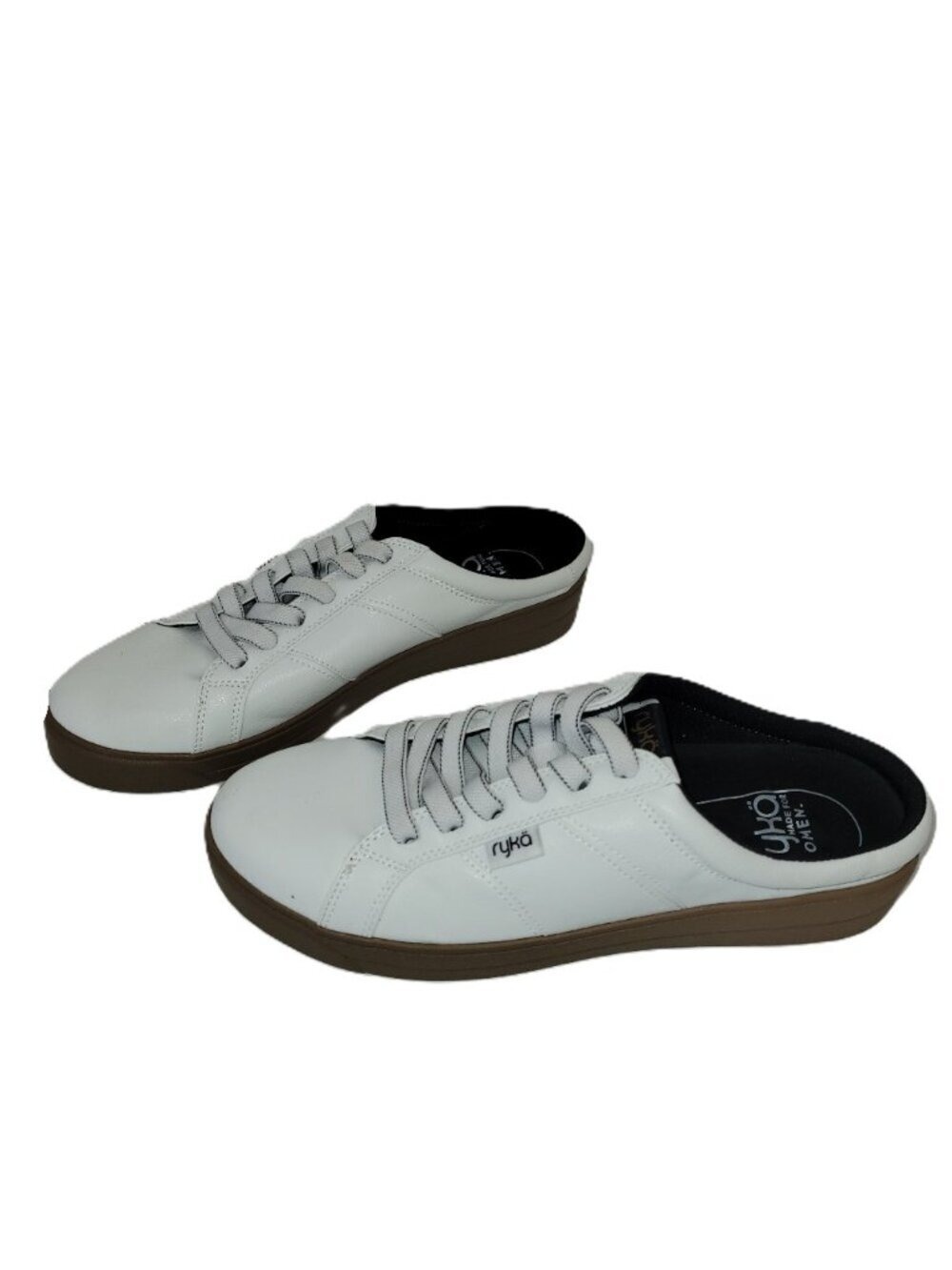 Ryka Fixed Lace Sneaker Mules - Viv Classic Mule Shoes White Women's Size 9W